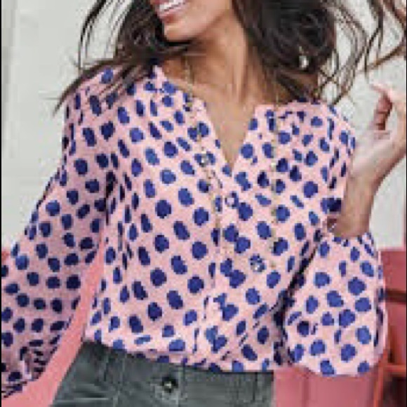 Boden Tops - Boden Esme Pink And Blue Linen Blend Long Sleeve Top Size 18